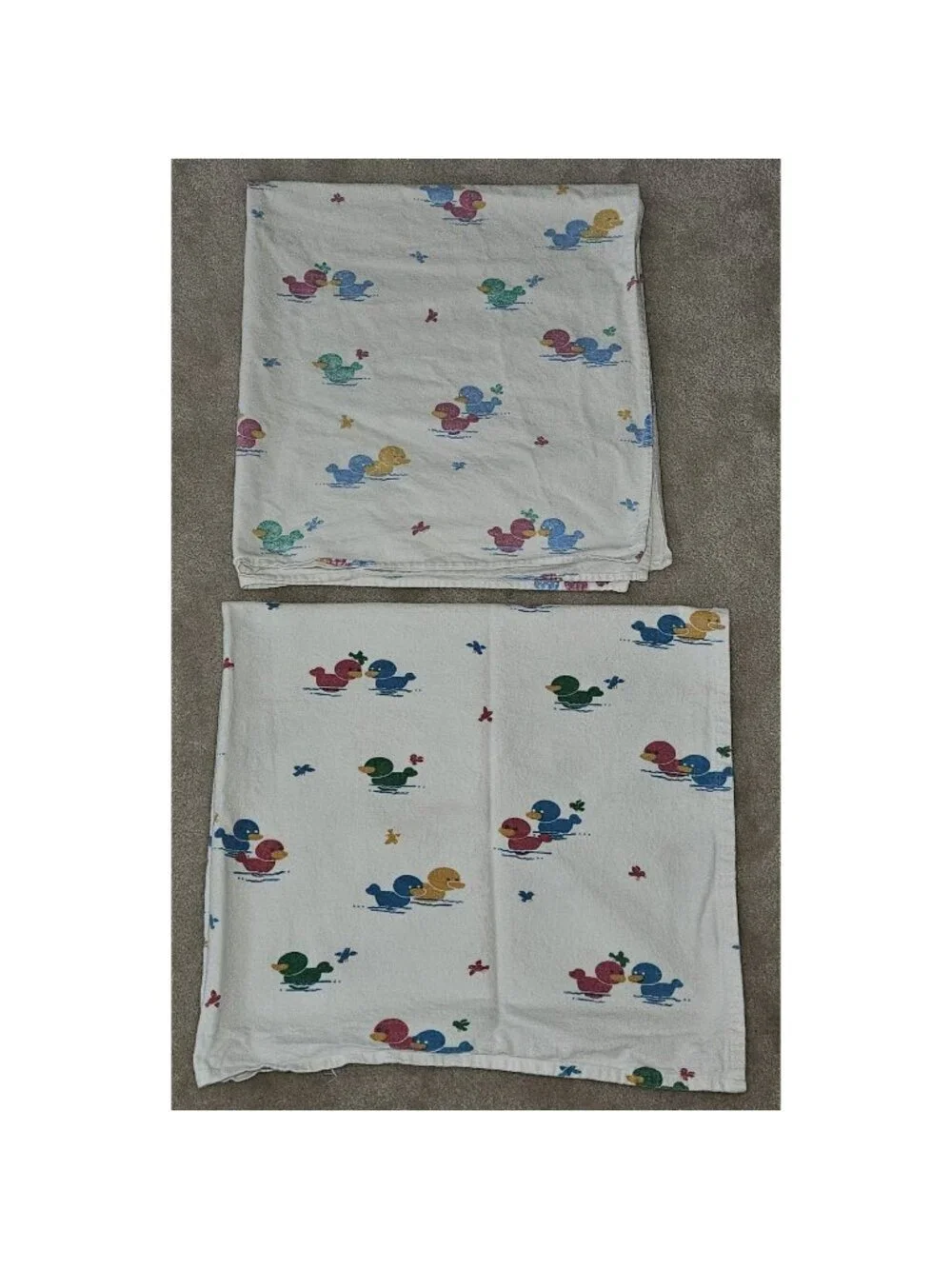 2 VTG Medline Industries Duck Bird Receiving Blanket Pink Blue Yellow Green Lot
